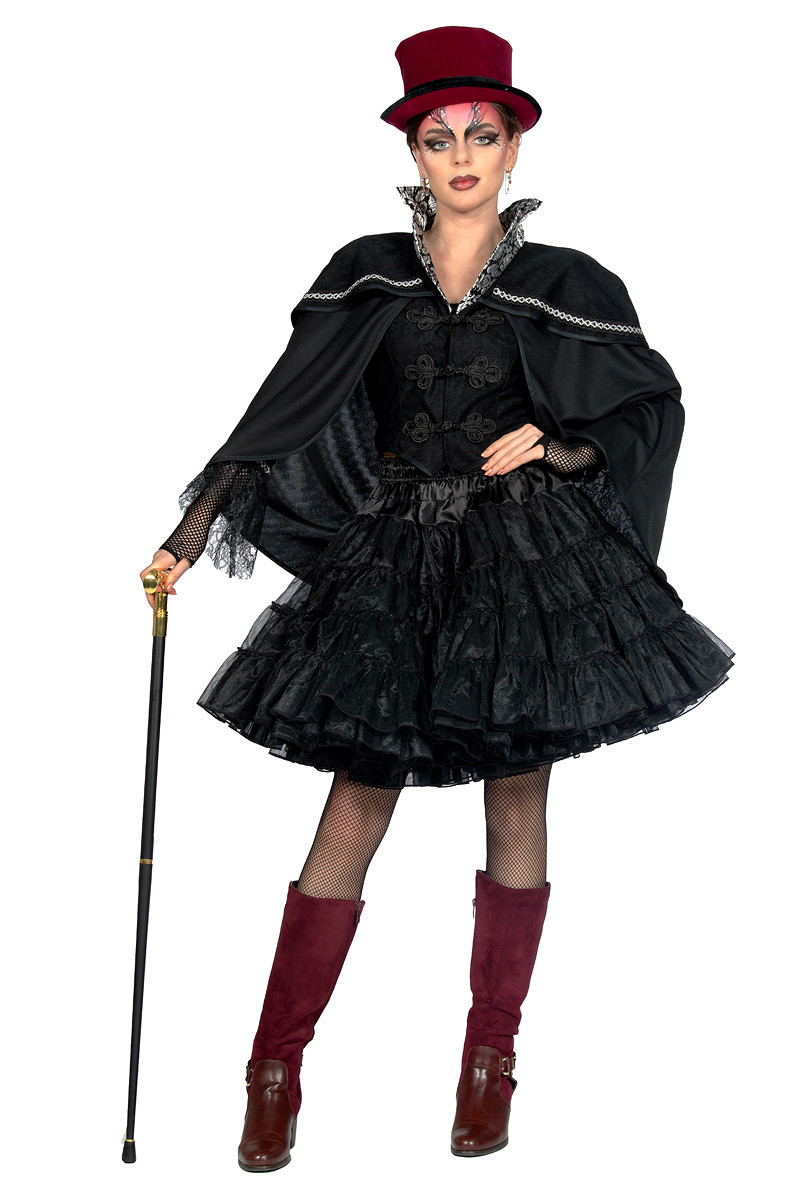 Gotisk Vampyr Kappe - Halloween kostume til voksne i størrelserne S-XL | Gotisk kostume til kvinder - Temashop