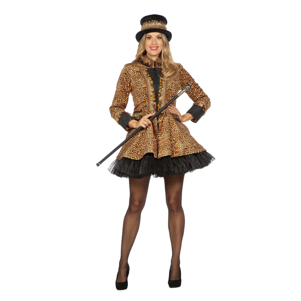 Leopard Jakke Med Fjer | Leopard kostume til kvinder - Temashop