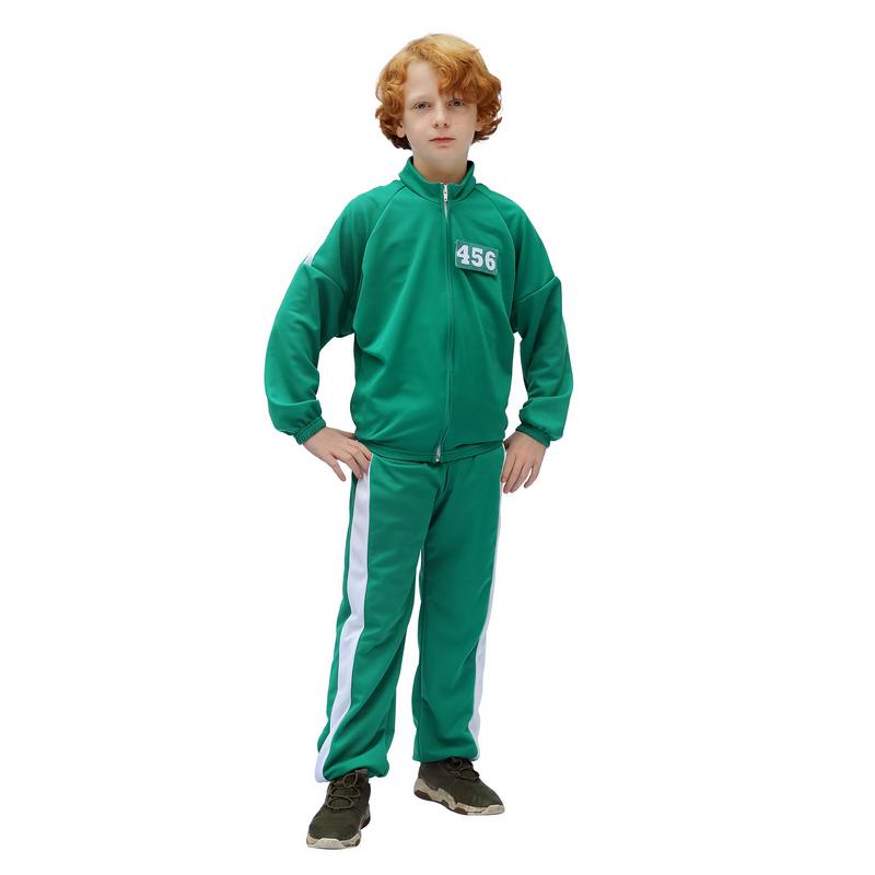 Deltager 456 Børnekostume Grøn - TV-serier / Film kostume til børn i størrelserne 128-164 | Squid Game udklædning til børn - Temashop