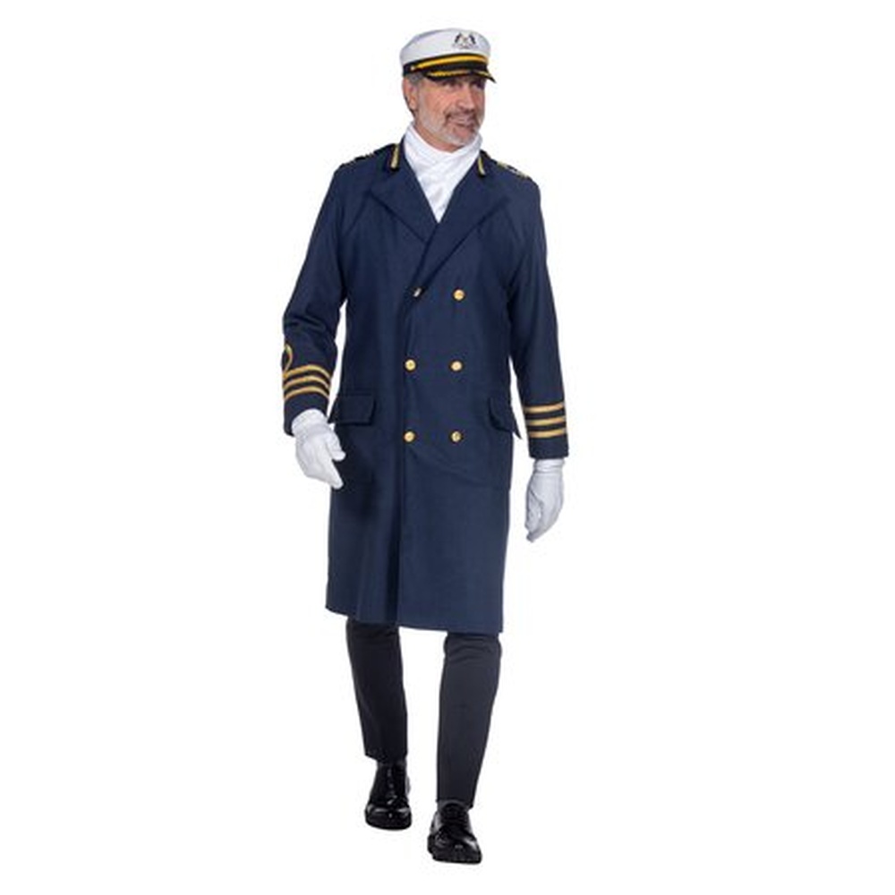 Blå Kaptajn Jakke Kostume | Maritimt kostume til mænd - Temashop
