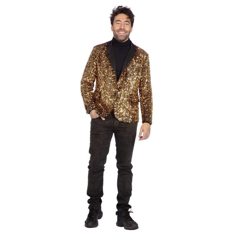 Glitter Blazer Guld - Historisk kostume til voksne i størrelserne S-XL | Gentleman kostume til mænd - Temashop