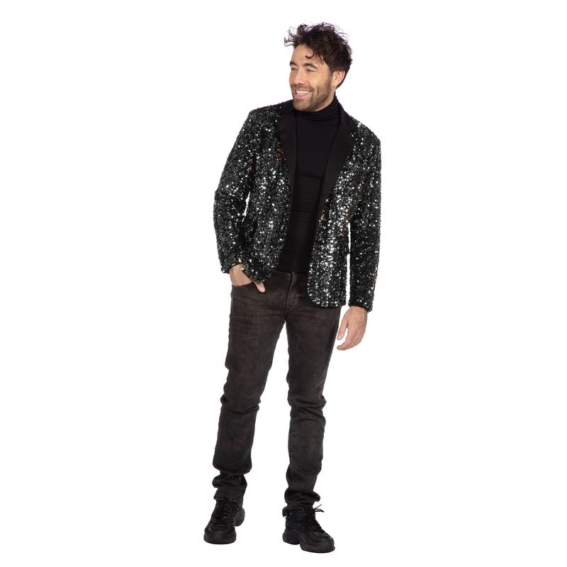 Glitter Blazer Sort - Historisk kostume til voksne i størrelserne S-XL | Gentleman kostume til mænd - Temashop