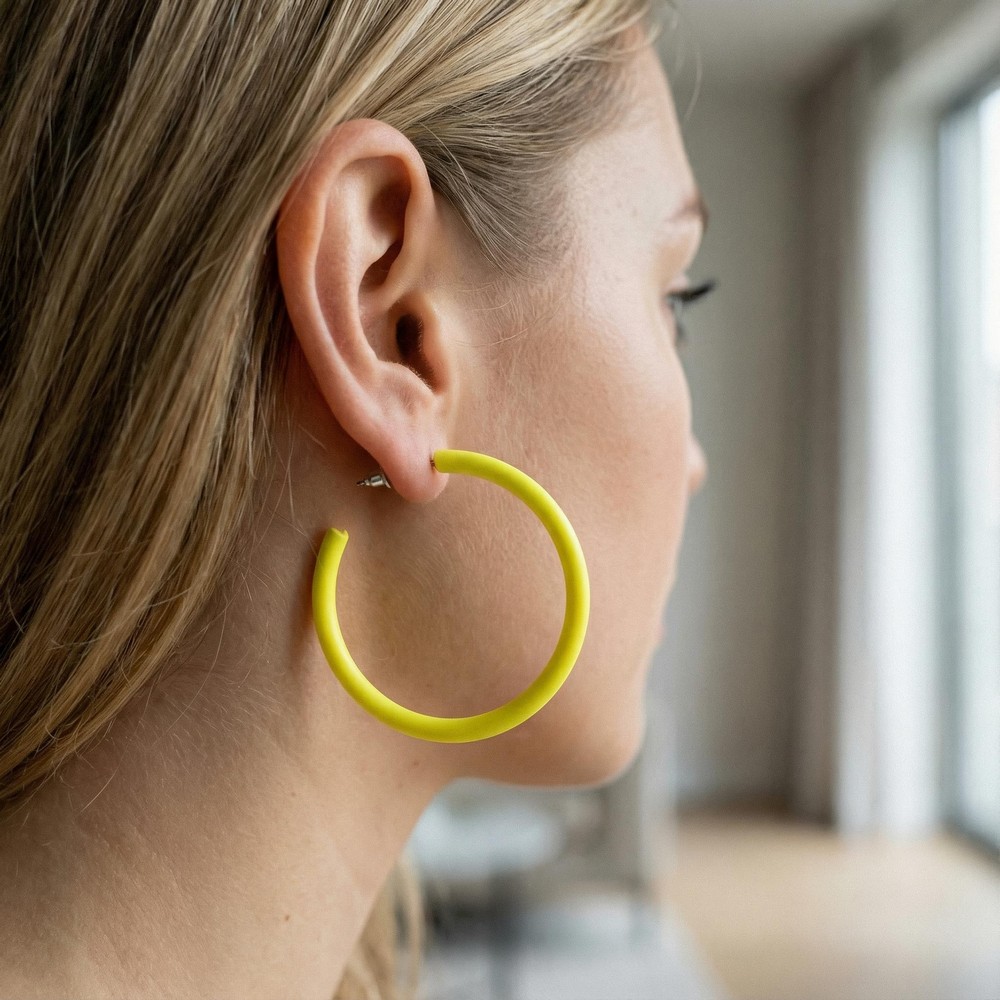 Hoops Øreringe Neongul | UV / Neon Øreringe - Smykker - Temashop
