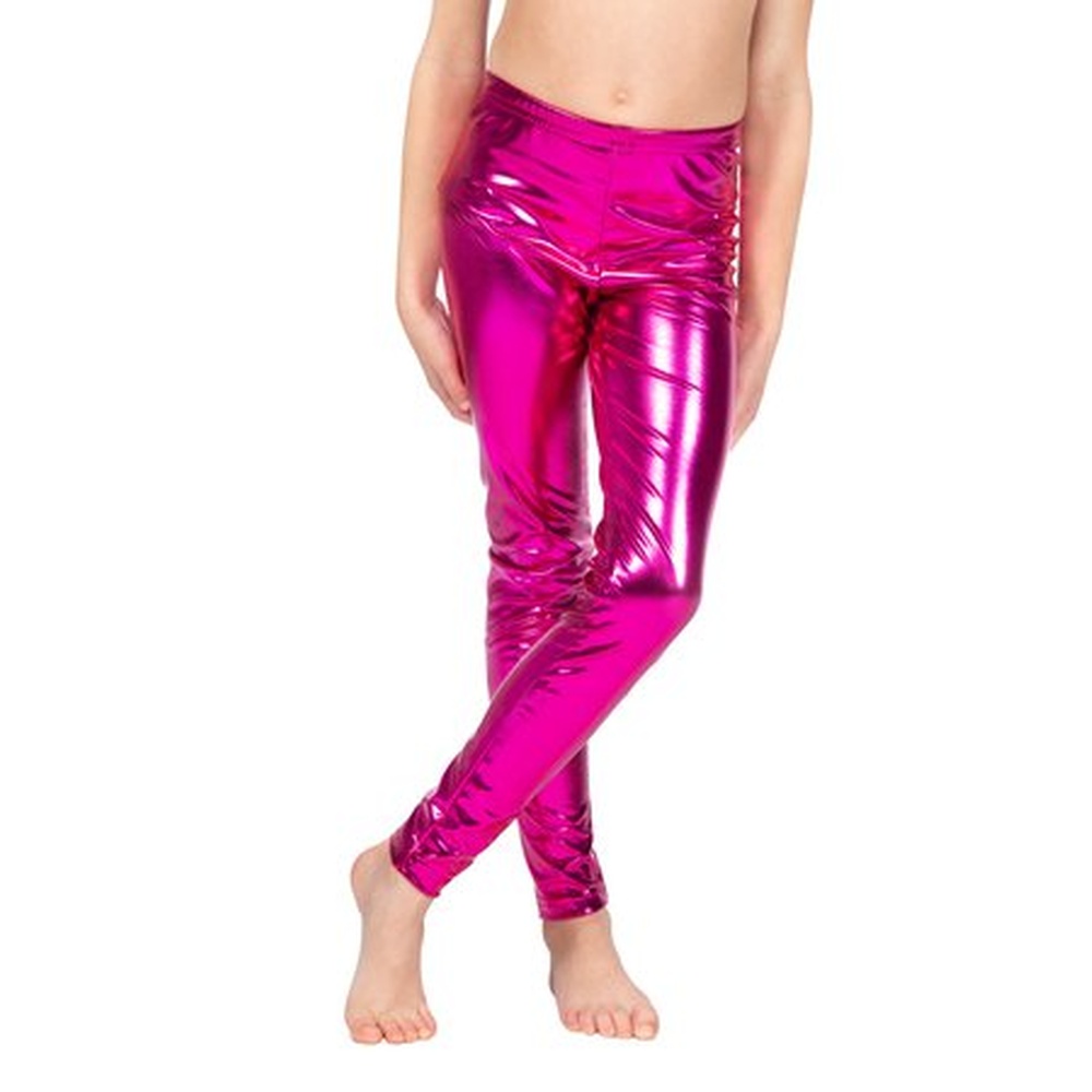 Pink Metalliske Børneleggings | Pink tema Bukser / Skørt / Shorts - Beklædning - Temashop