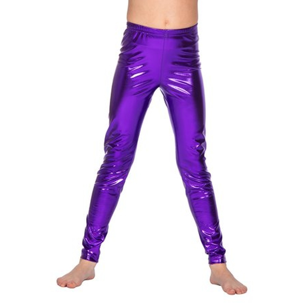 Lilla Metalliske Børneleggings | Lilla tema Bukser / Skørt / Shorts - Beklædning - Temashop