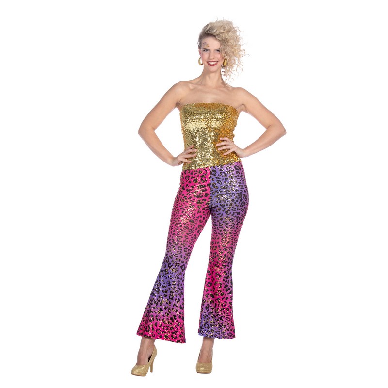 Leopard Hippie Bukser Pink/Lilla | 60'erne Hippie Bukser / Skørt / Shorts - Beklædning - Temashop