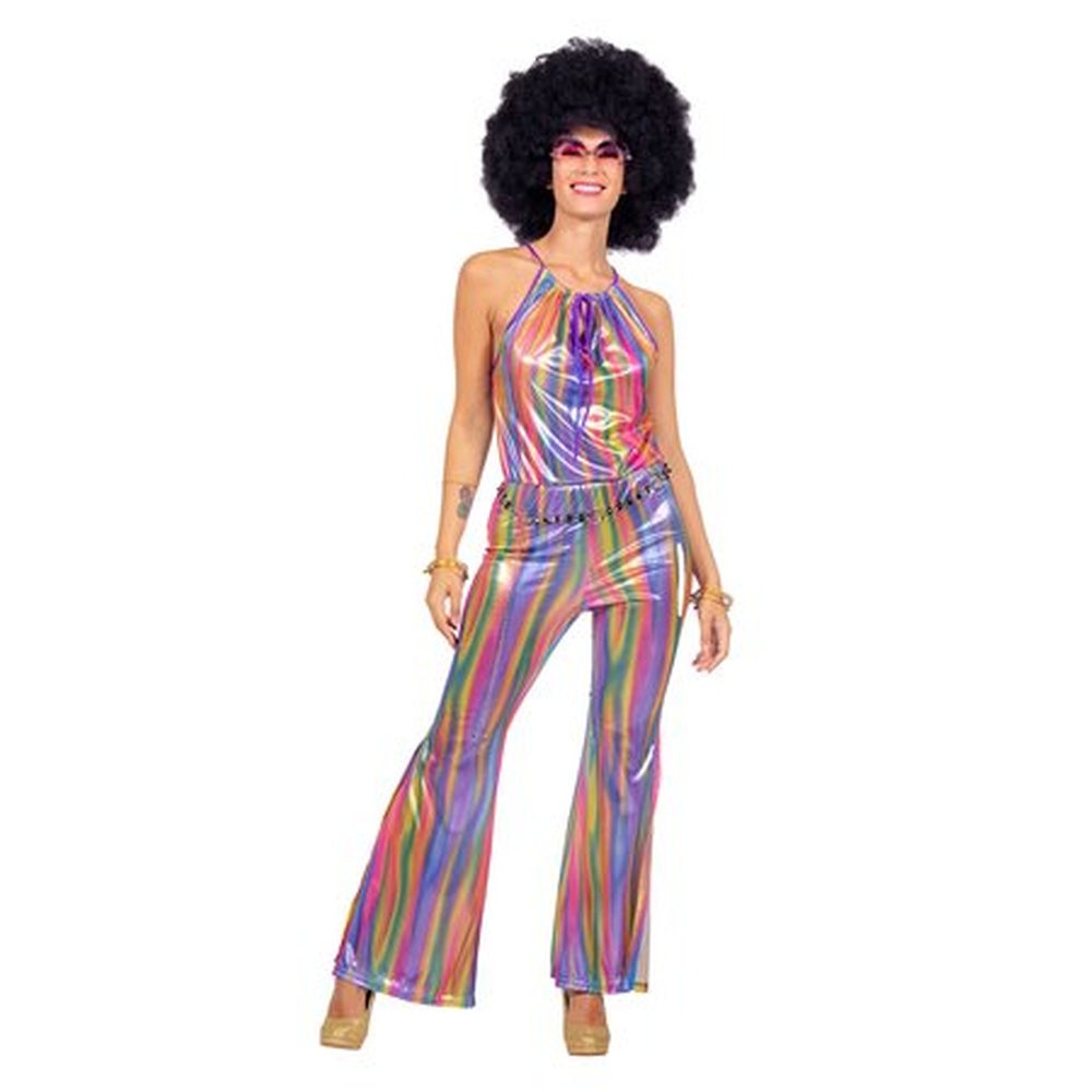 Multifarvet Disco Heldragt Kostume | 70'erne Disco kostume til kvinder - Temashop