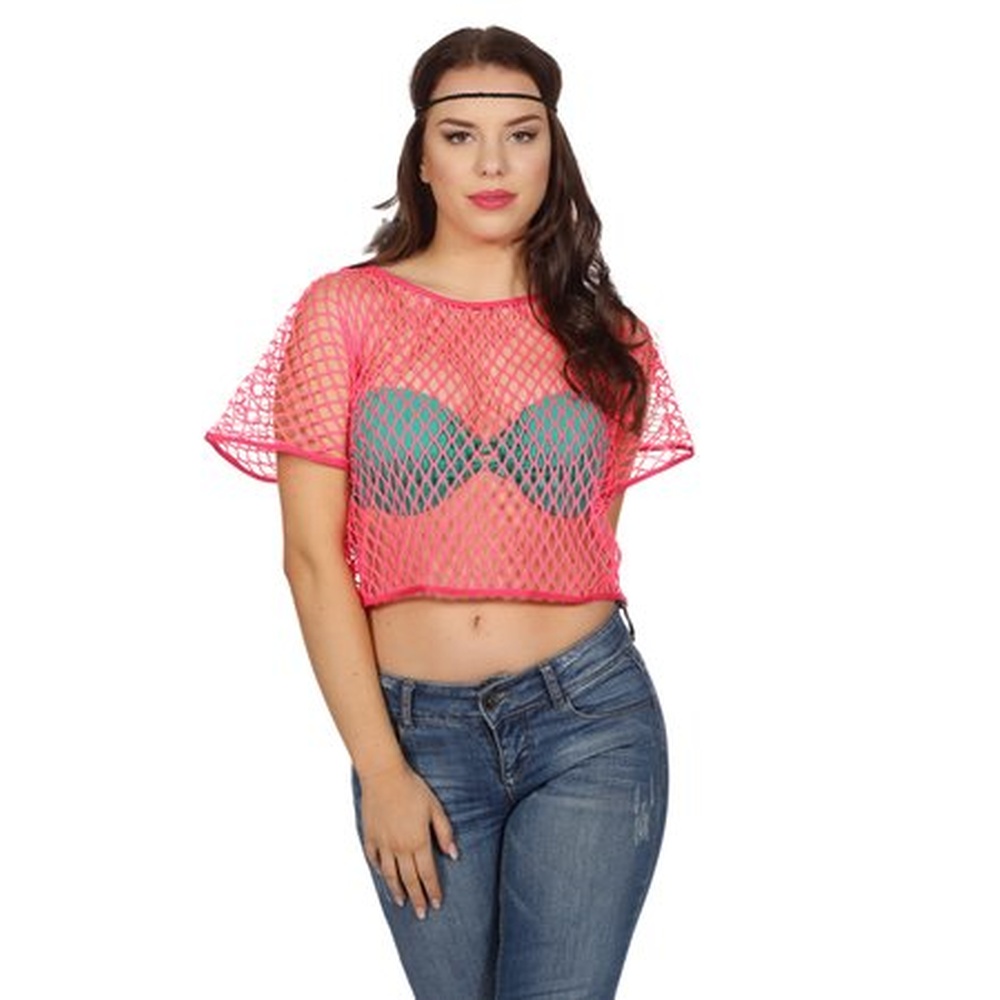 Pink Netbluse | Pink tema kostume til kvinder - Temashop