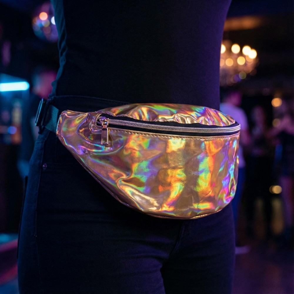 Holografisk Bæltetaske Guld | Festival Taske / Pung - Kropstilbehør - Temashop