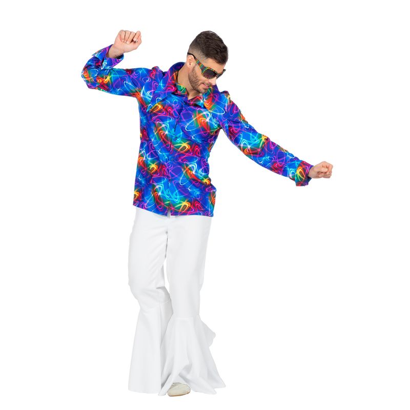 Disco Atomic Skjorte - Årtier kostume til voksne i størrelserne S-3XL | 70'erne Disco kostume til mænd - Temashop