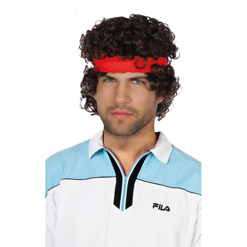80'er Tennis Paryk Med Pandebånd | Tennis Paryk - Hovedtilbehør - Temashop