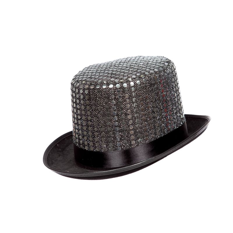 Paillet Tophat Sølv | Hollywood Hat / Hue / Hjelm - Hovedtilbehør - Temashop