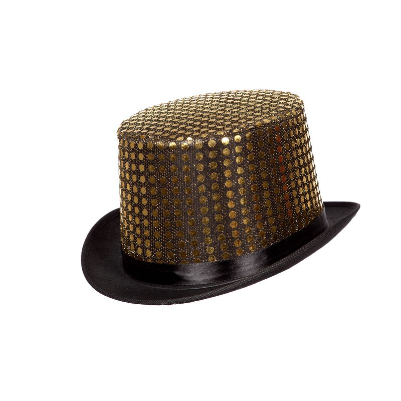 Paillet Tophat Guld | Guld tema Hat / Hue / Hjelm - Hovedtilbehør - Temashop