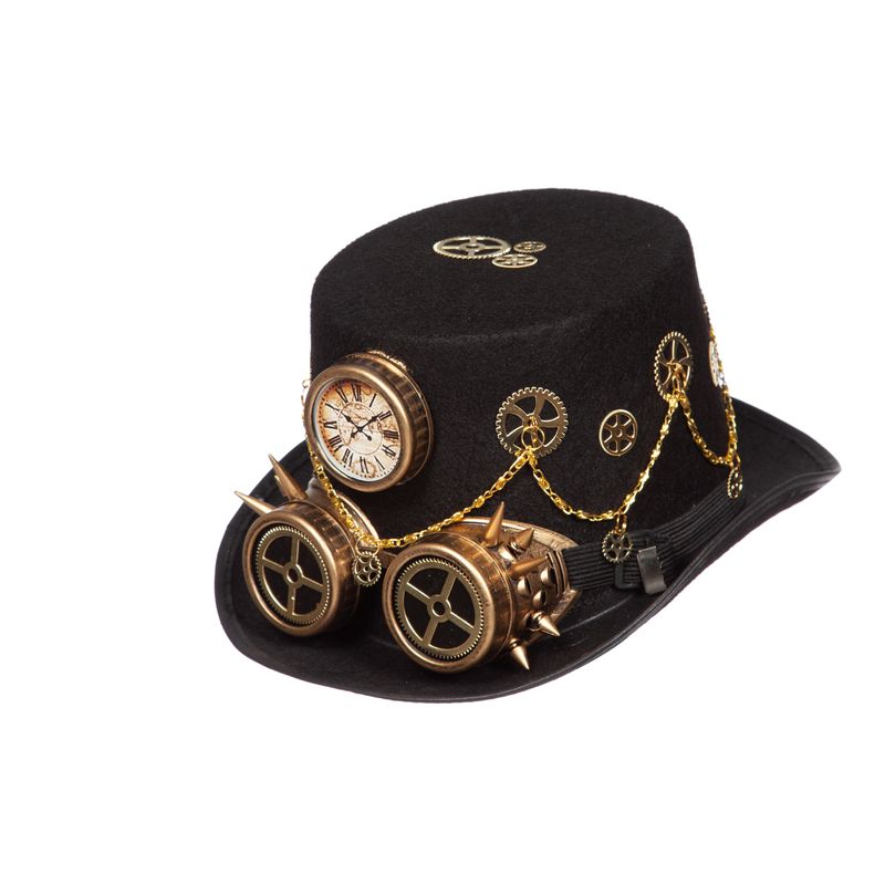 Steampunk Urhat Sort/Guld | Steampunk Hat / Hue / Hjelm - Hovedtilbehør - Temashop