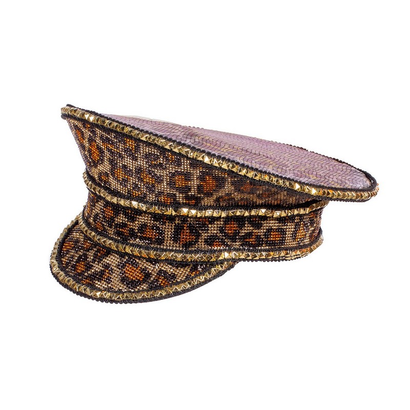 Leopard Kaptajnhat Guld | Leopard Hat / Hue / Hjelm - Hovedtilbehør - Temashop
