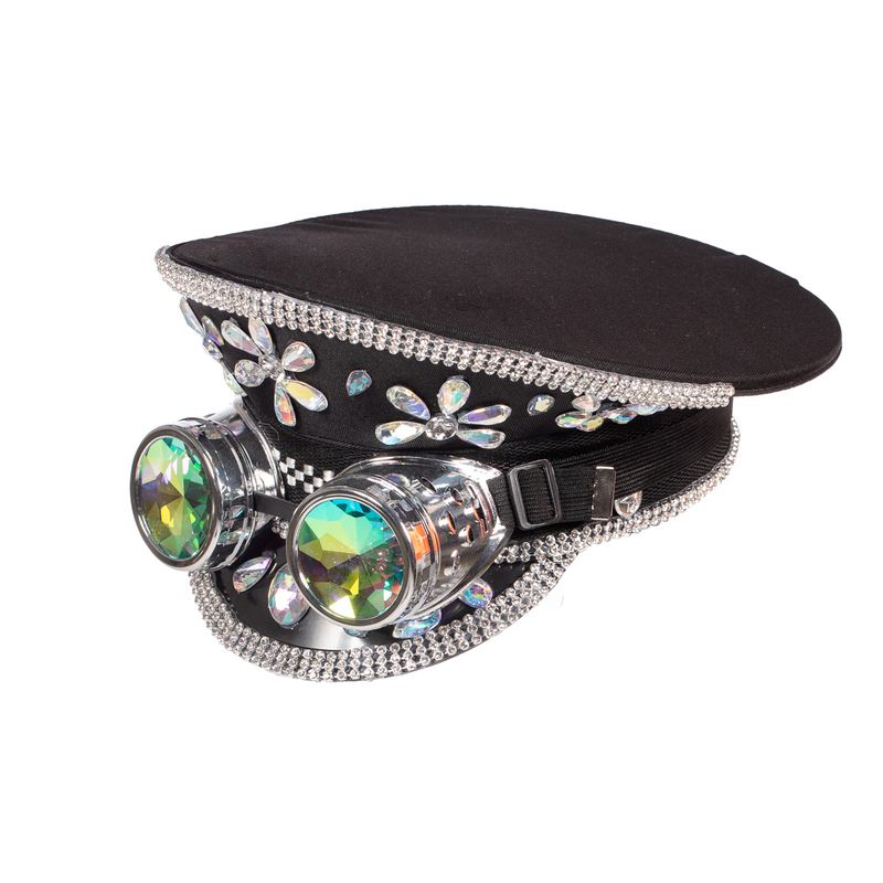 Burning Man Kaptajnhat Med Goggles Sort | Steampunk Hat / Hue / Hjelm - Hovedtilbehør - Temashop