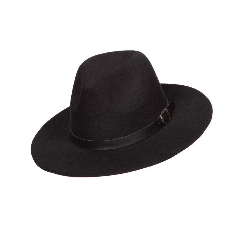 Fedora Med Bælte Sort