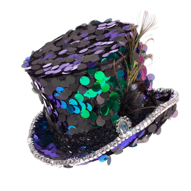 Påfugl Paillet Tophat | Påfugl Hat / Hue / Hjelm - Hovedtilbehør - Temashop