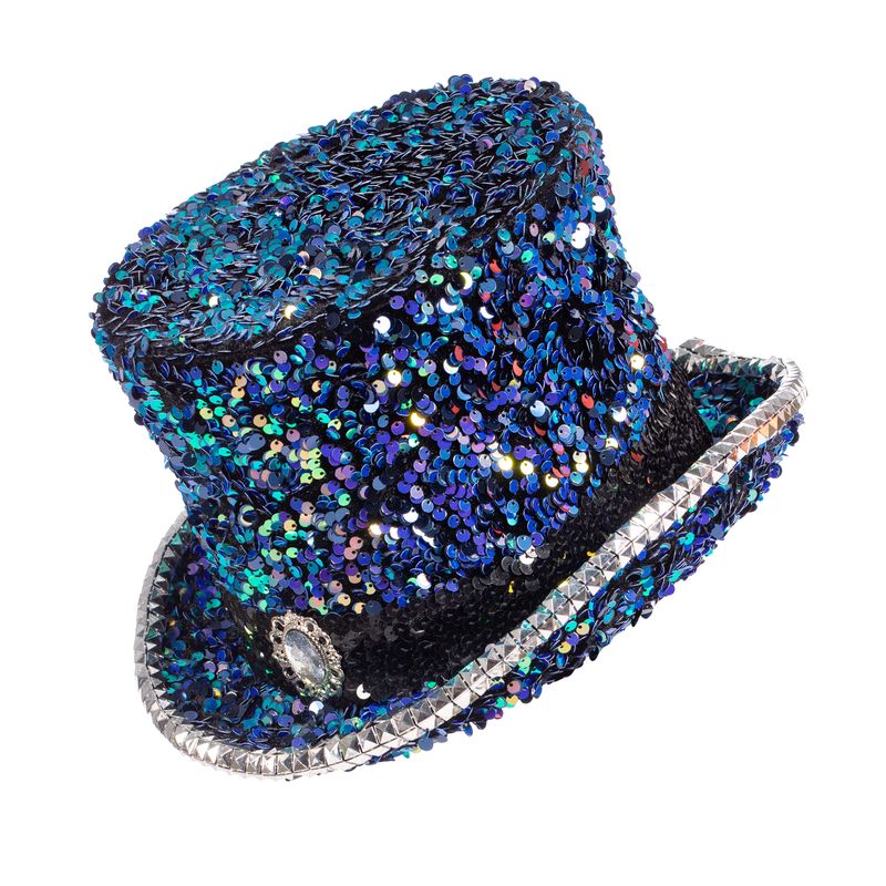 Paillet Tophat Blå/Violet | Cirkus Hat / Hue / Hjelm - Hovedtilbehør - Temashop