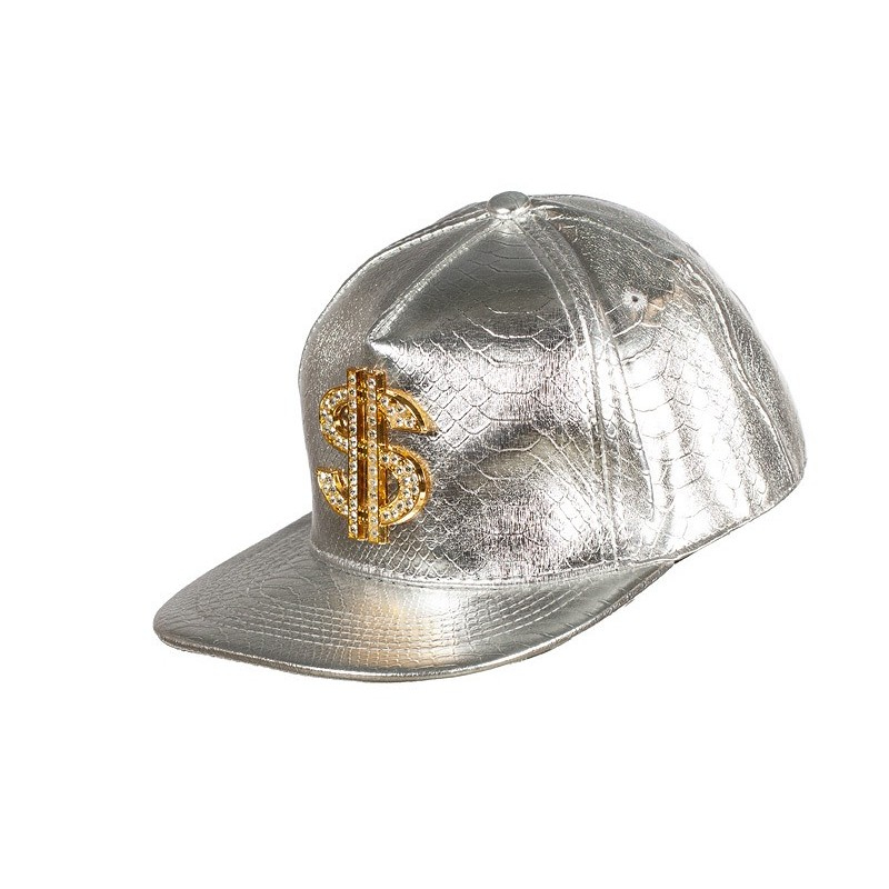 Dollar Kasket Sølv | Pimp Hat / Hue / Hjelm - Hovedtilbehør - Temashop