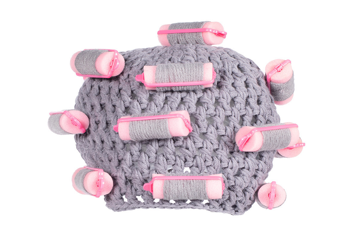 Hår Curlers Hat Grå | Gammel dame Hat / Hue / Hjelm - Hovedtilbehør - Temashop