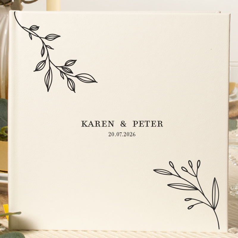 Personlig Gæstebog Naturinspireret - 1 stk (20,5 x 20,5 cm) - Temashop