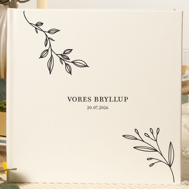 Personlig Bryllupsgæstebog Botanisk Stil - 1 stk (20,5 x 20,5 cm) - Temashop