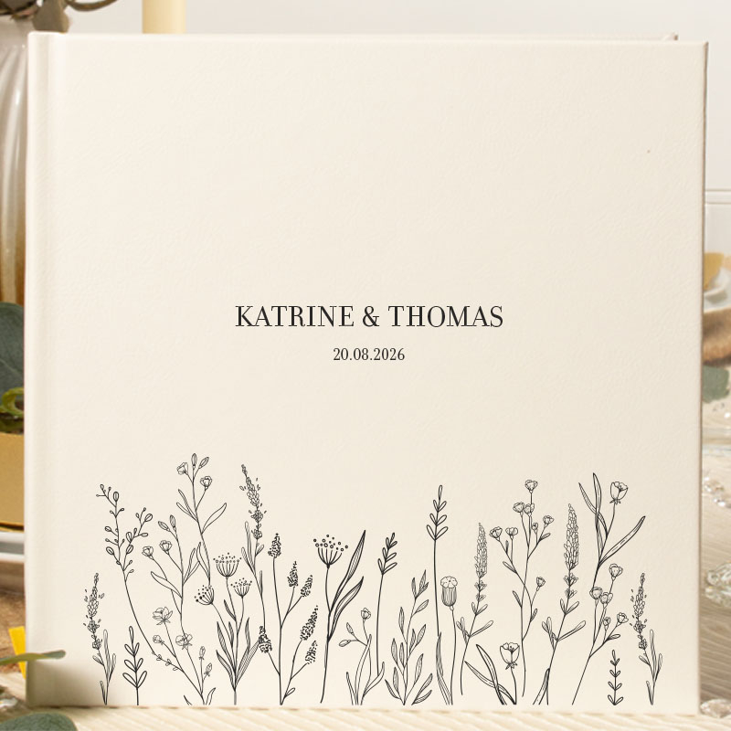 Personlig Gæstebog Blooming Romance - 1 stk (20,5 x 20,5 cm) - Temashop