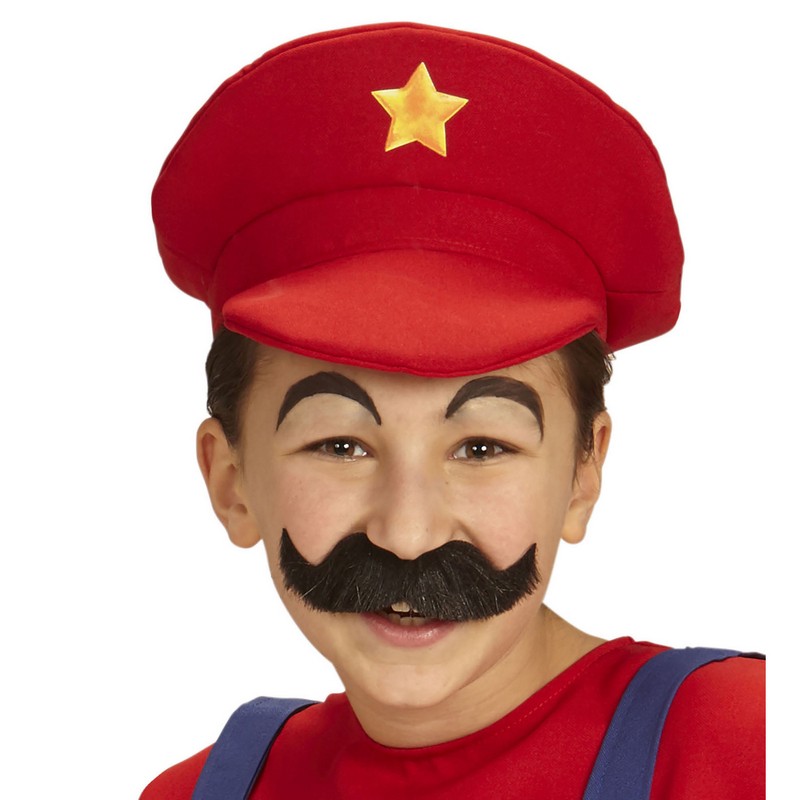Super Blikkenslager Børnehat Rød | Super Mario Hat / Hue / Hjelm - Hovedtilbehør - Temashop