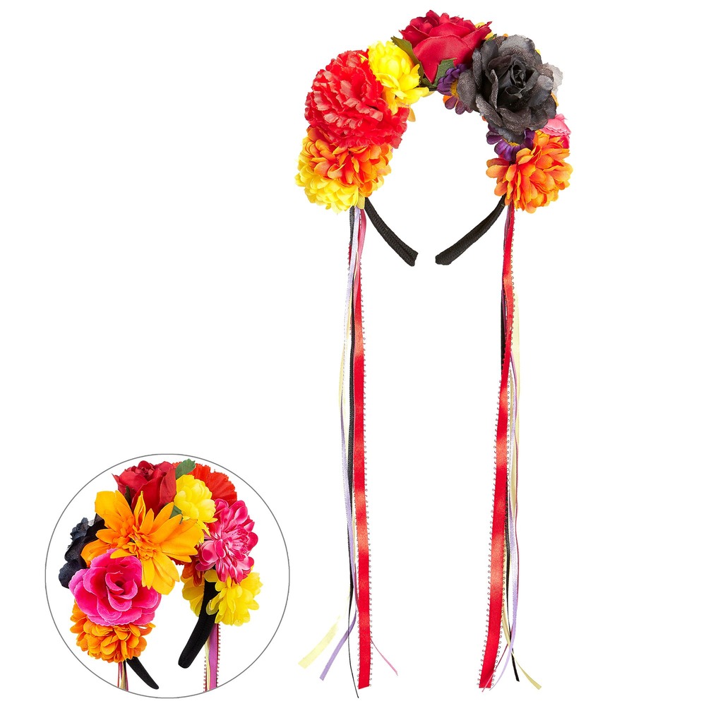 Day Of The Dead Blomster Hårbøjle | Day of the Dead Hårbøjle / Pandebånd / Hårbånd - Hovedtilbehør - Temashop