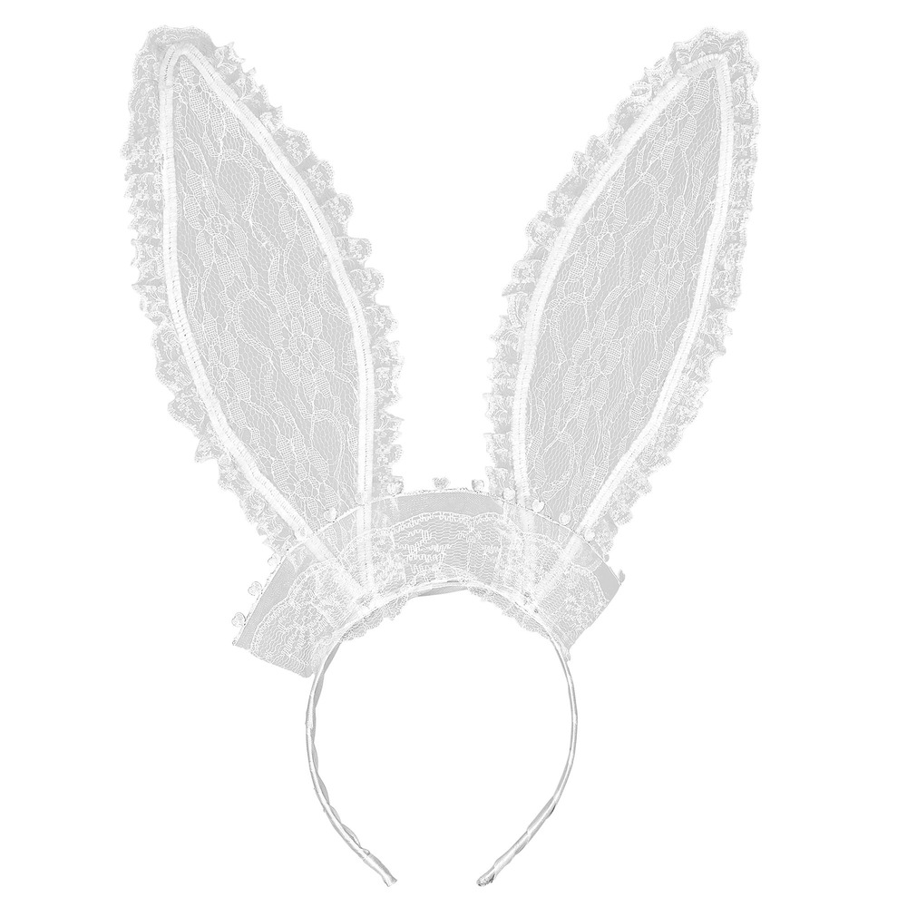 Hvide Kaninører Med Blonder | Bunny Ører - Hovedtilbehør - Temashop