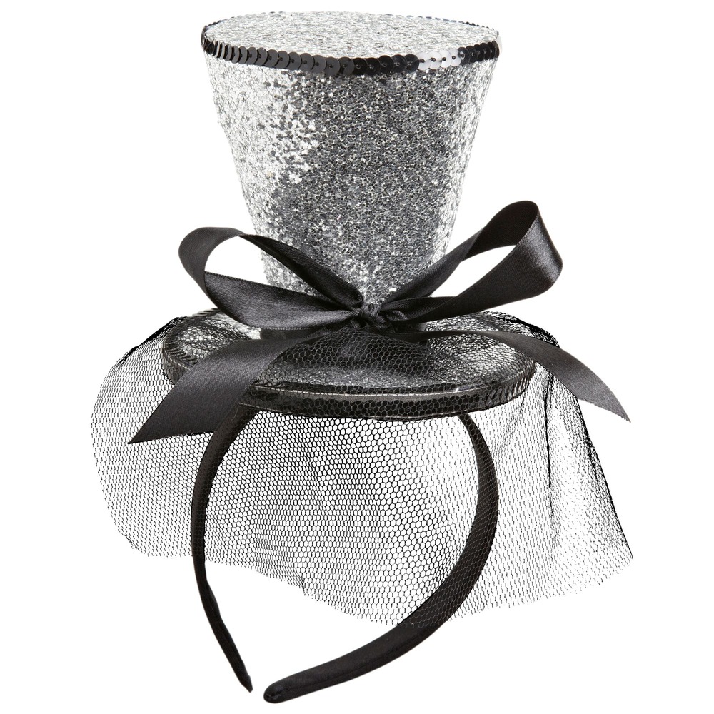 Sølv Glimmerhat På Hårbøjle | 20'erne Gangster Hat / Hue / Hjelm - Hovedtilbehør - Temashop