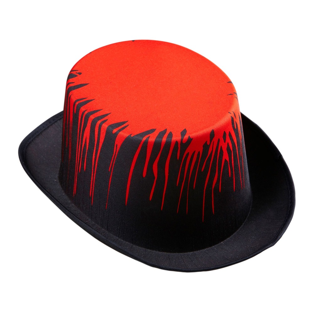 Blodig Cylinderhat Sort/Rød (11 cm) | Blodstænk Hat / Hue / Hjelm - Hovedtilbehør - Temashop