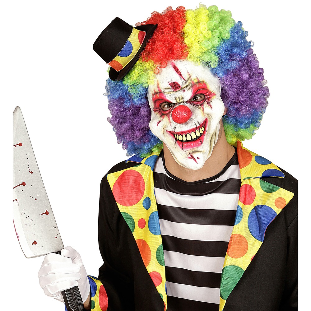 Horror Klovn Halvmaske | Horror Clown Maske - Hovedtilbehør - Temashop