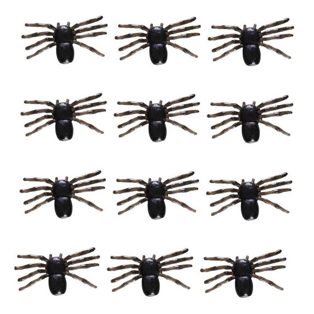 Små Edderkopper - 12 stk (1,5 x 1,2 cm) | Edderkop Halloweenpynt - Temashop