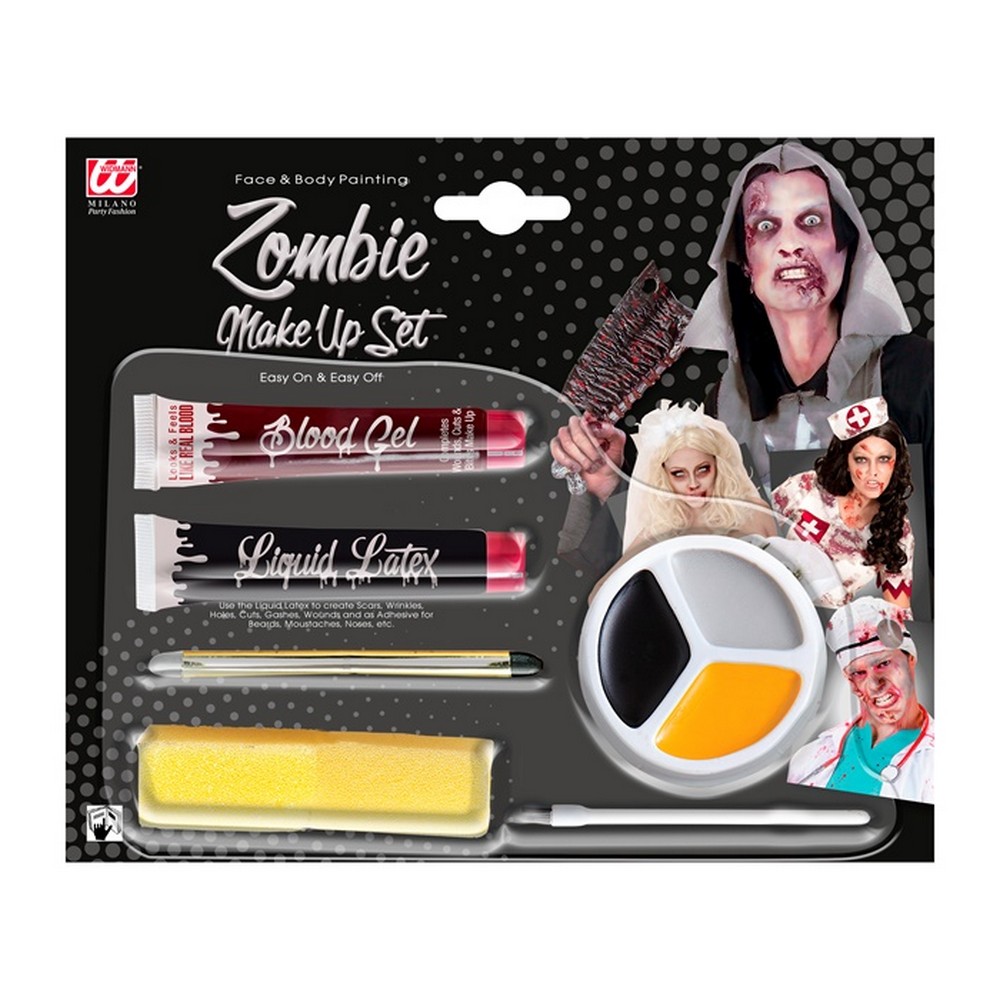 Zombie Makeup Sæt (10 ml & 10 ml & 4,8 ml & 4,5 ml) | Zombie Sminke / Makeup - Makeup / Negle - Temashop