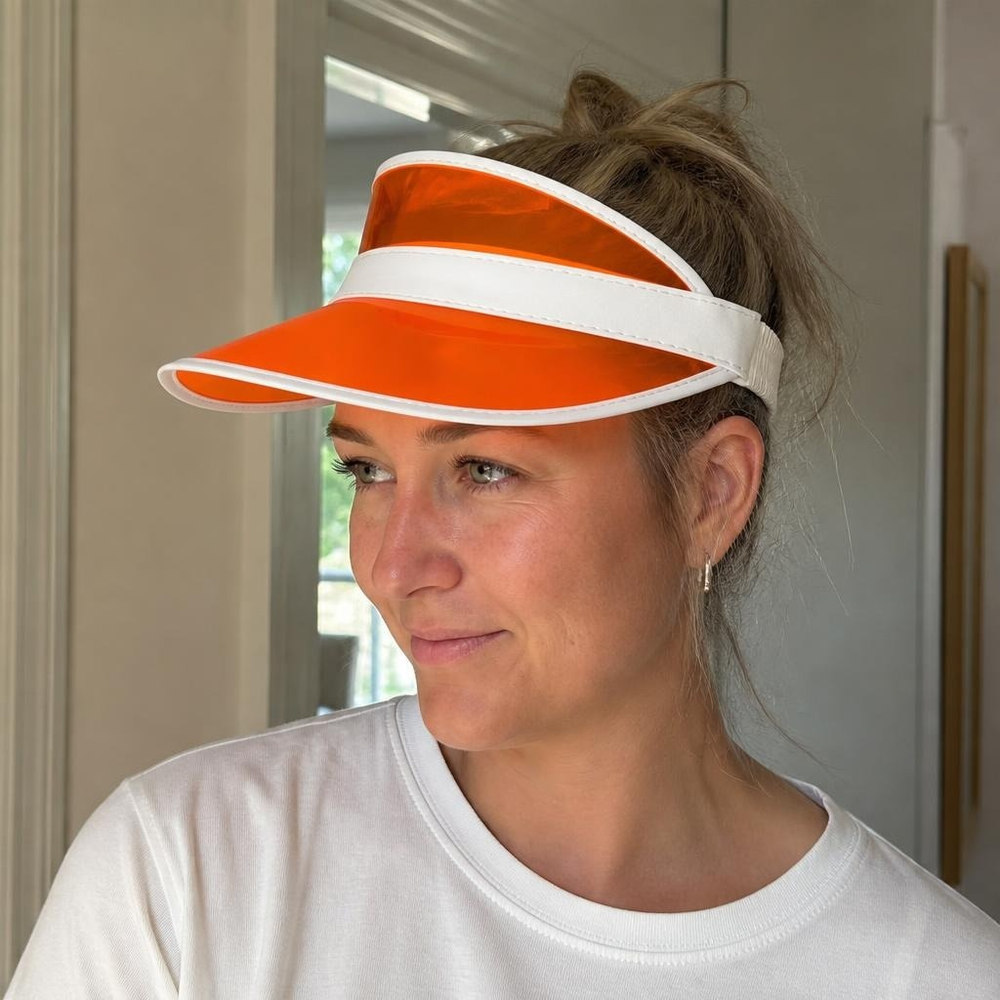 80'er Solskærm Orange | 80'erne Totally Hat / Hue / Hjelm - Hovedtilbehør - Temashop