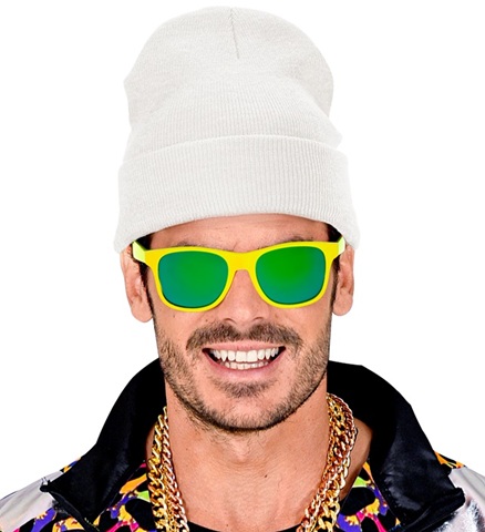 Hip Hop Beanie Hvid | 80'erne Totally Hat / Hue / Hjelm - Hovedtilbehør - Temashop