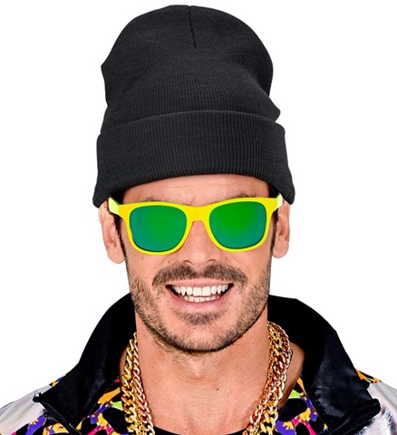 Hip Hop Beanie Sort | 80'erne Totally Hat / Hue / Hjelm - Hovedtilbehør - Temashop