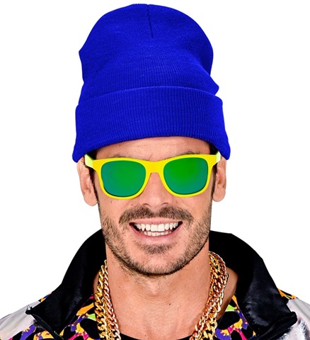 Hip Hop Beanie Blå | 80'erne Totally Hat / Hue / Hjelm - Hovedtilbehør - Temashop