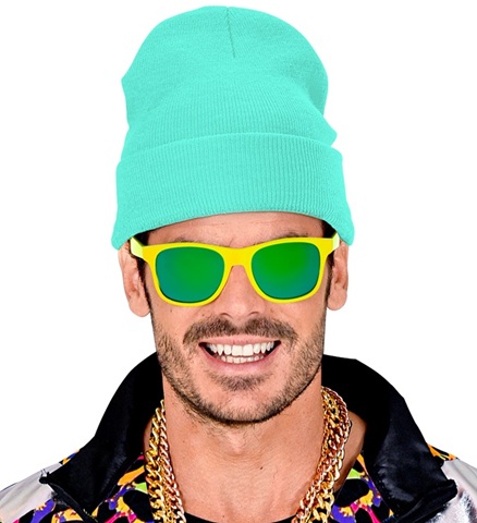 Hip Hop Beanie Turkis | 80'erne Totally Hat / Hue / Hjelm - Hovedtilbehør - Temashop
