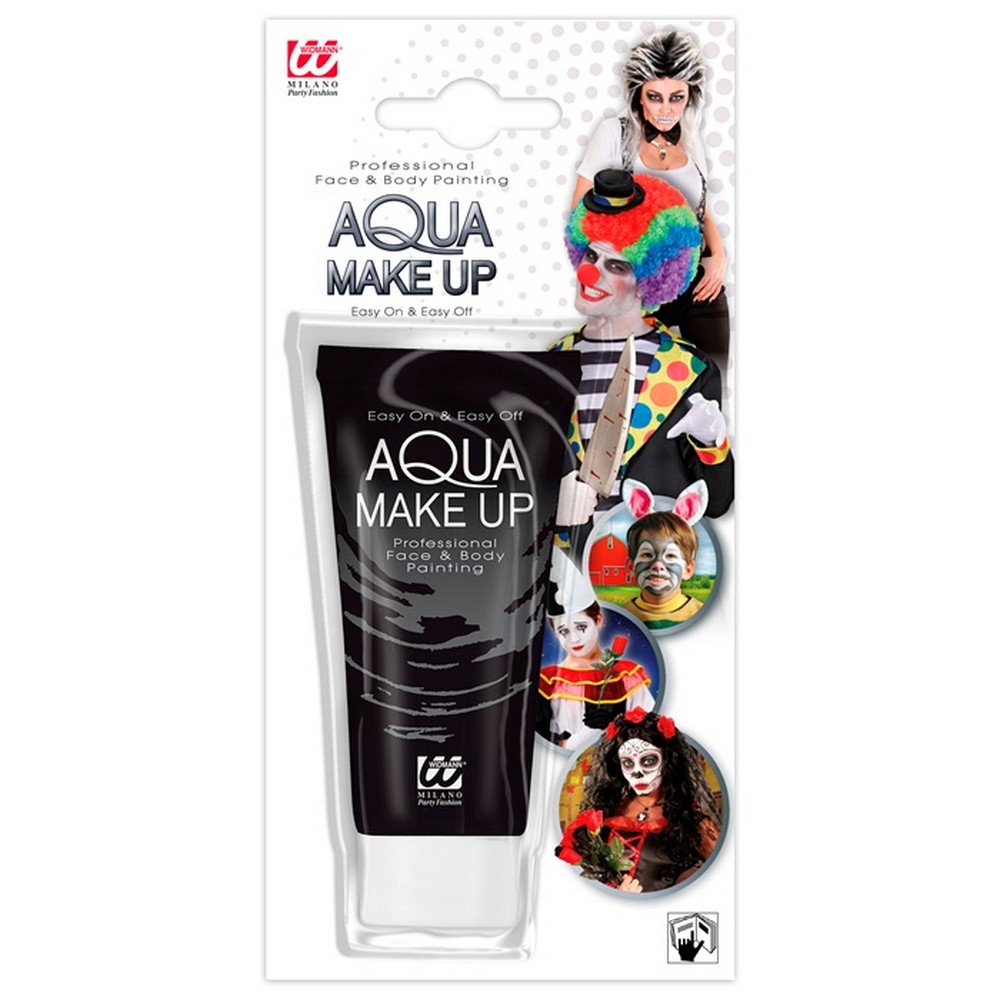 Aqua Ansigtsmaling Tube Sort (30 ml) | Sort tema Sminke / Makeup - Makeup / Negle - Temashop