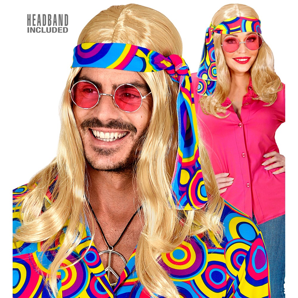 70'er Disco Paryk Blond Med Pandebånd | 70'erne Disco Paryk - Hovedtilbehør - Temashop