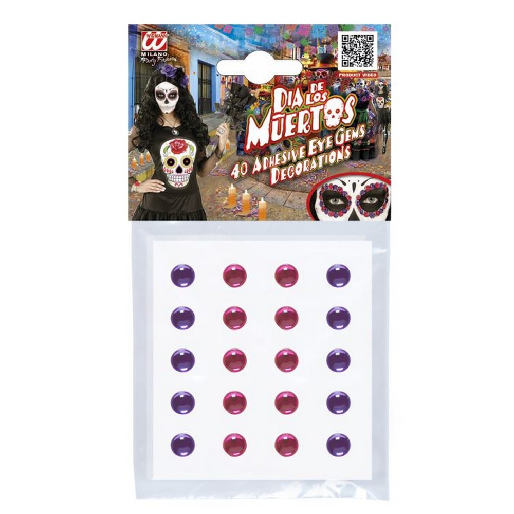 Day Of The Dead Øjenkrystaller Lilla/Pink | Halloween Sminke / Makeup - Makeup / Negle - Temashop