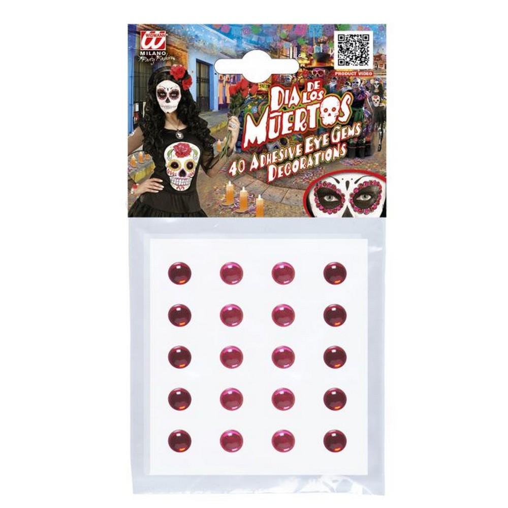 Day Of The Dead Øjenkrystaller Rød | Halloween Sminketilbehør - Makeup / Negle - Temashop