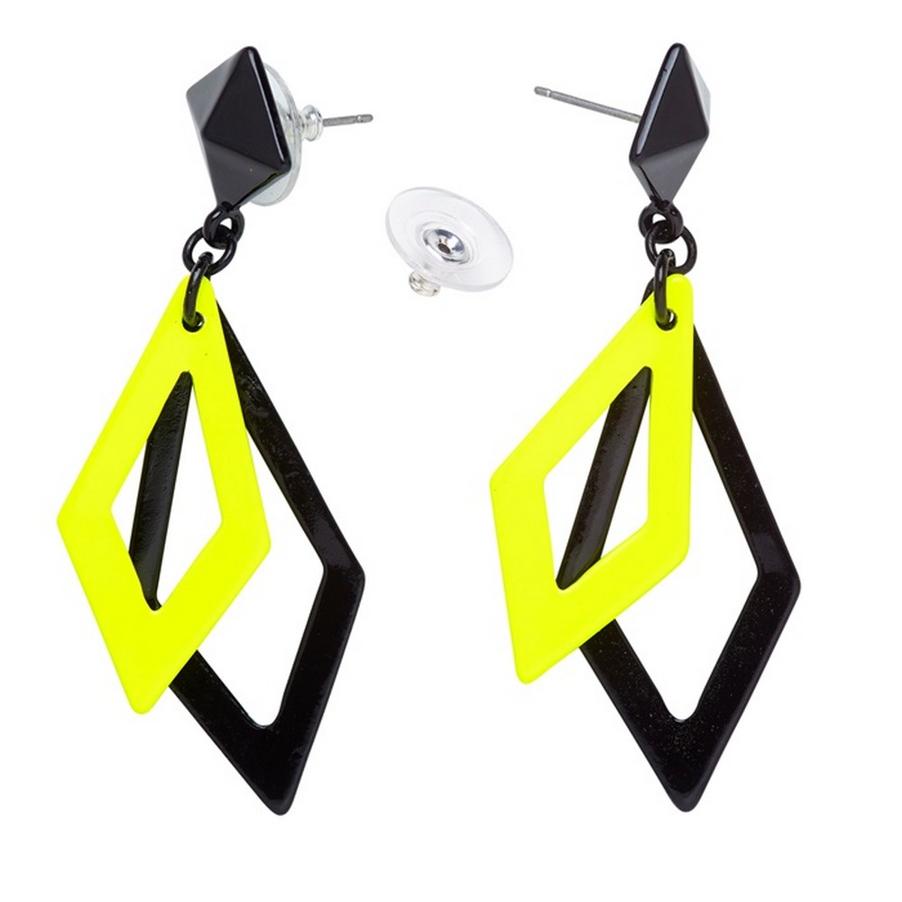 Neon Rhombe Øreringe Gul | 80'erne Totally Øreringe - Smykker - Temashop