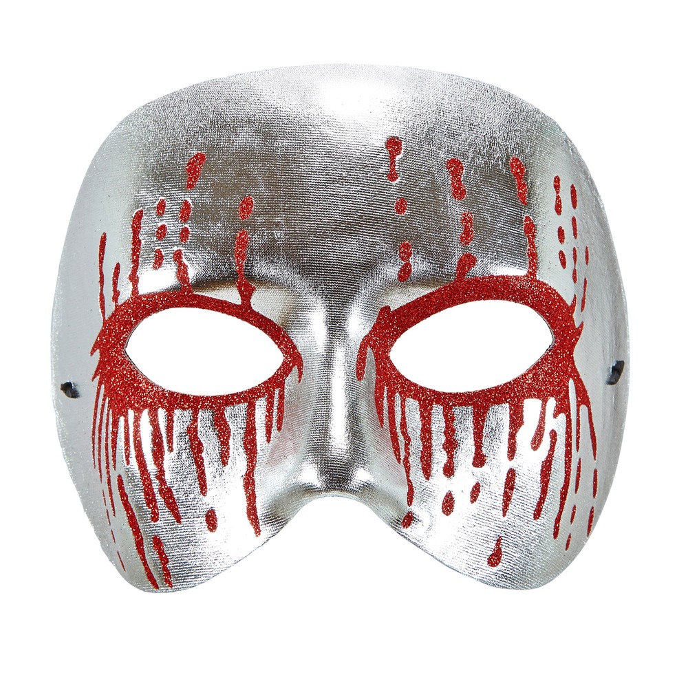 Blodstænk Øjenmaske Sølv/Rød | Blodstænk Maske - Hovedtilbehør - Temashop