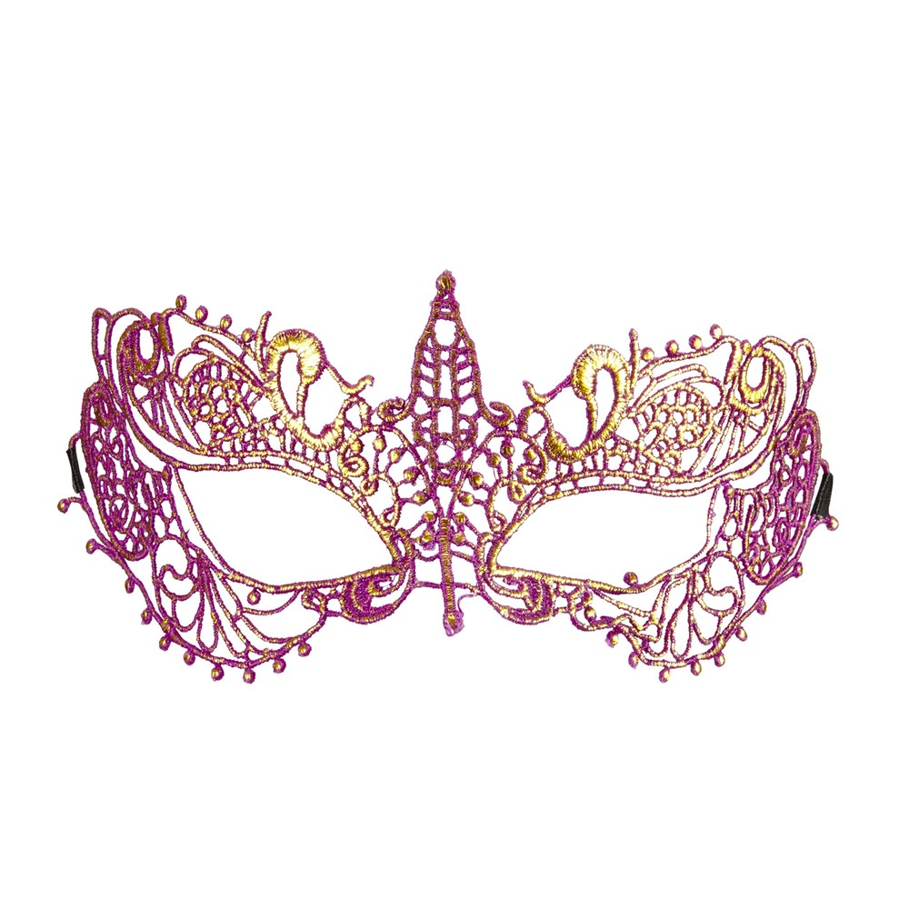 Venedig Øjenmaske Lilla/Guld | Karneval Maske - Hovedtilbehør - Temashop