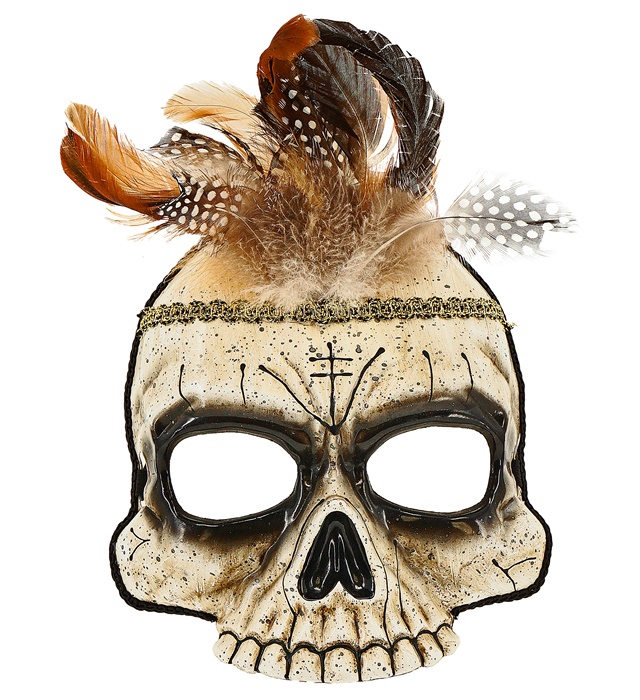 Voodoo Kranie Maske Med Fjer