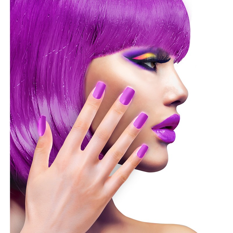 Glitter Negle Neonlilla | Lilla tema Negle / Neglelak - Makeup & Negle - Temashop